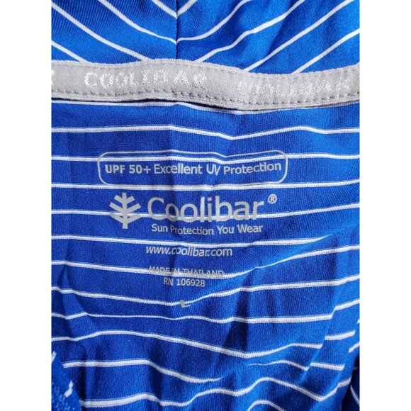 Coolibar Womens Blue Striped UPF 50+ Quarter-Zip Long Sleeve Shirt Large Stretch - Picture 3 of 9